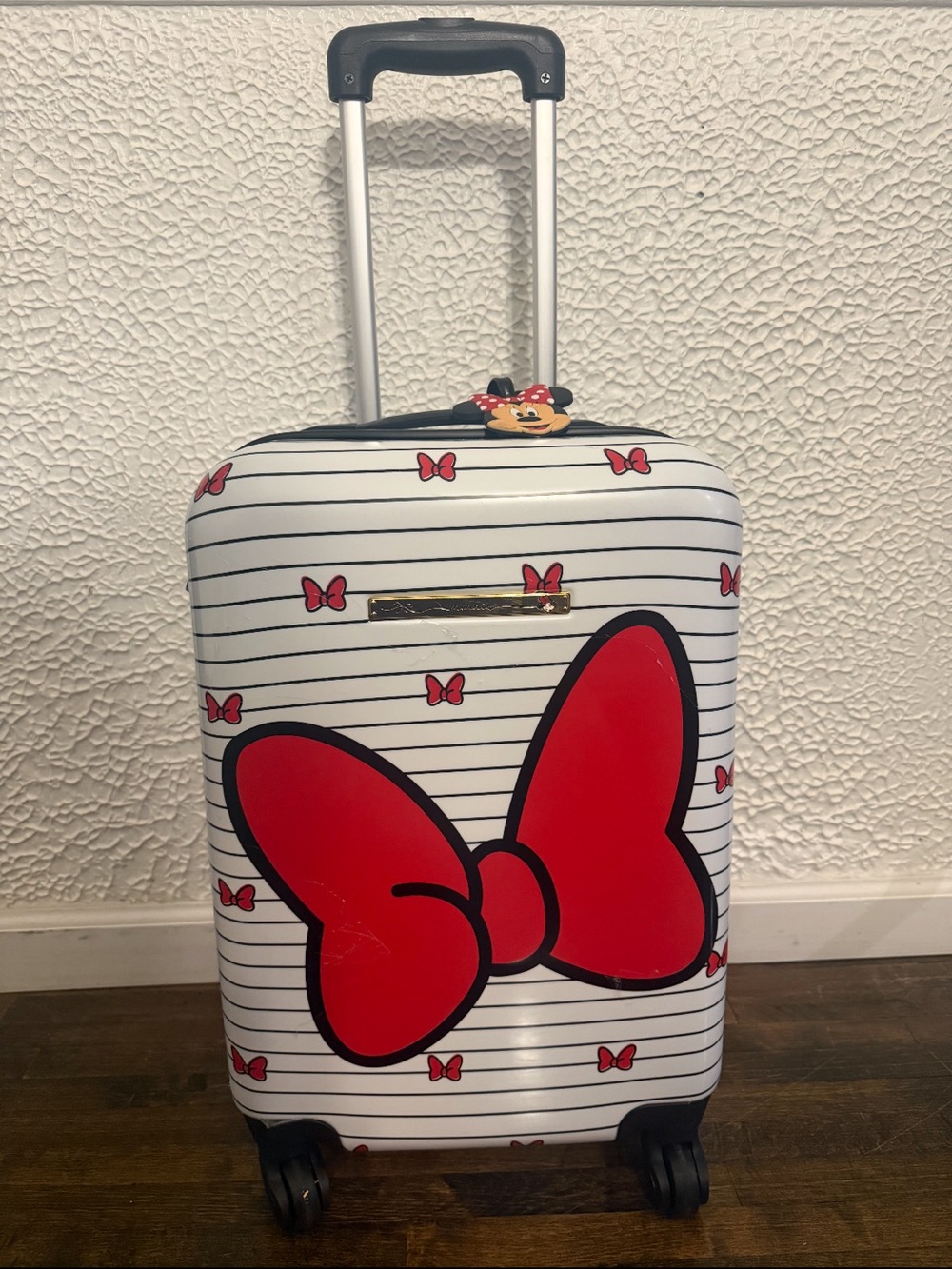 Kids Minnie Mouse Red Bow Rolling Carry-On Luggage